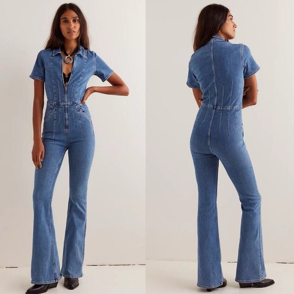 Free People Pants - Free People Blue Denim Jumpsuit